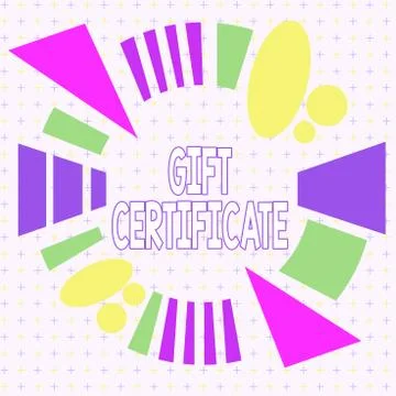 Text sign showing Gift Certificate. Conceptual photo certificate entitling the Illustrazione stock