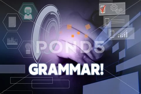 Text sign showing Grammar. Conceptual photo whole system structure language Stock Photos