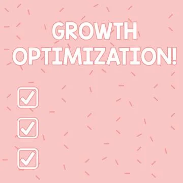 Text sign showing Growth Optimization. Conceptual photo Finding an alternative Stock Illustration