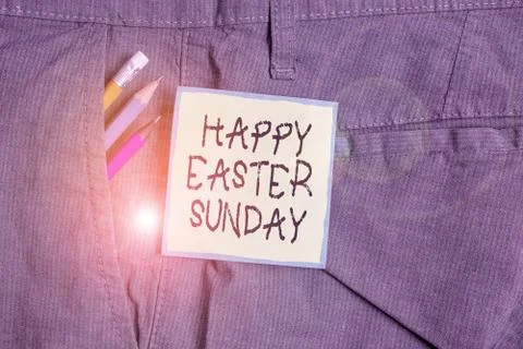 Text sign showing Happy Easter Sunday. Conceptual photo Greeting someone about 스톡 사진