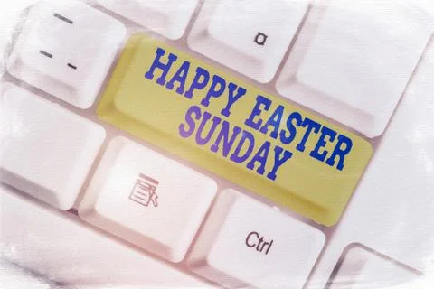 Text sign showing Happy Easter Sunday. Conceptual photo Greeting someone about 스톡 사진