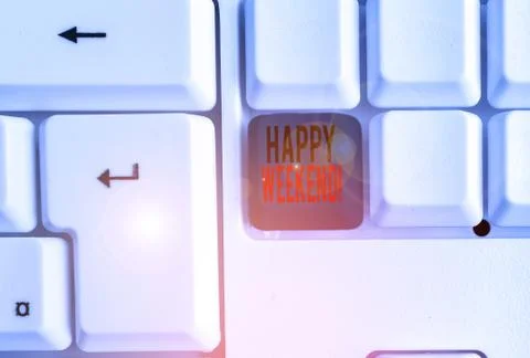 Text sign showing Happy Weekend. Conceptual photo something nice has happened or Stock Photos