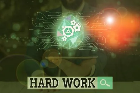 Text sign showing Hard Work. Conceptual photo always putting a lot of effort and Stock Photos