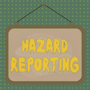 Text sign showing Hazard Reporting. Conceptual photo account or statement Illustrazione stock