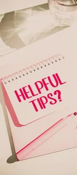 Text sign showing Helpful Tips. Internet Concept advices given to be helpful Stock Photos