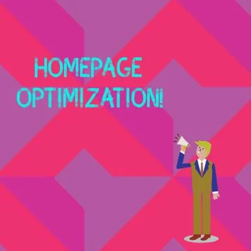 Text sign showing Homepage Optimization. Conceptual photo improve a website s is Stock Illustration