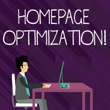 Text sign showing Homepage Optimization. Conceptual photo improve a website s is Illustrazione stock