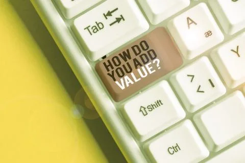 Text sign showing How Do You Add Value Question. Conceptual photo improve work Stock Photos