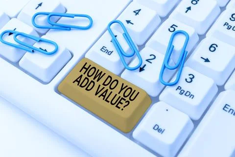 Text sign showing How Do You Add Value Question. Concept meaning improve work 写真素材