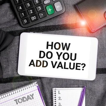 Text sign showing How Do You Add Value. Concept meaning Bring business progress 스톡 사진