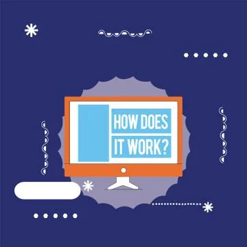 Text sign showing How Does It Work question. Conceptual photo Asking on how 스톡 일러스트