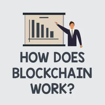 Text sign showing How Does Blockchain Work. Conceptual photo Decentralized money Stock Illustration