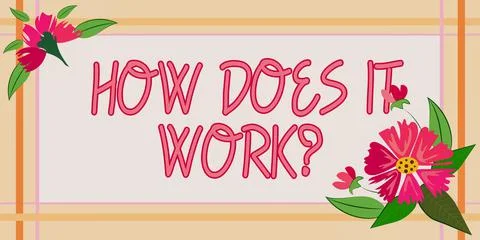 Text sign showing How Does It Work questionAsking on how stuff being build or 스톡 일러스트