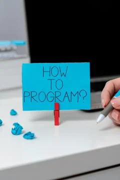 Text sign showing How To Program. Business approach Instruction for computer Stock Photos