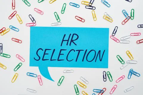 Text sign showing Hr Selection. Word for Process and approached by human Stock Photos