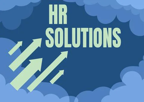 Text sign showing Hr Solutions. Business idea Outsourced Human resources Stock Illustration
