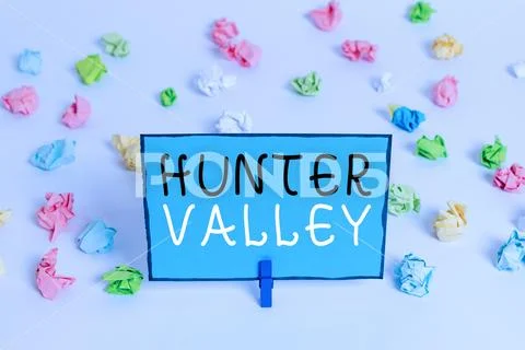 Text sign showing Hunter Valley. Conceptual photo Australia best known wine Stock Photos