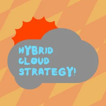 Text sign showing Hybrid Cloud Strategy. Conceptual photo Cloud computing Stock Illustration