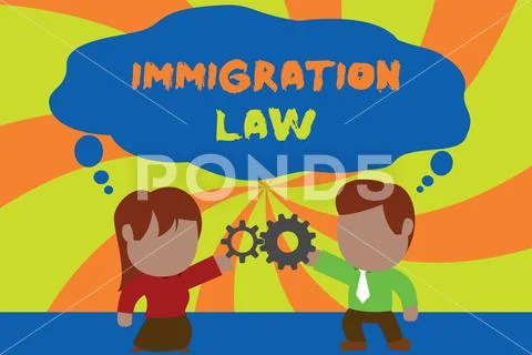 Text sign showing Immigration Law. Conceptual photo Emigration of a citizen Stock Illustration