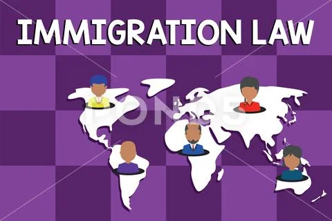 Text sign showing Immigration Law. Conceptual photo Emigration of a citizen Stock Illustration