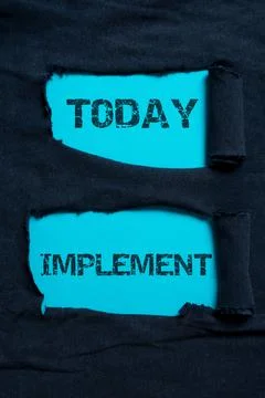 Text sign showing Implement. Business approach give practical effect to specific Stock Photos