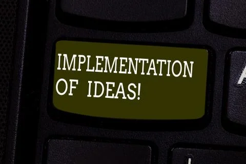 Text sign showing Implementation Of Ideas. Conceptual photo Execution of Foto stock