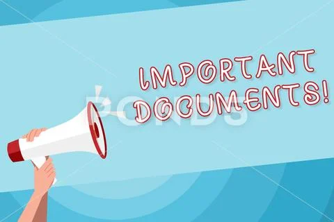 Text sign showing Important Documents. Conceptual photo more official pieces of Stock Illustration
