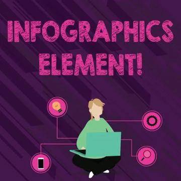 Text sign showing Infographics Element. Conceptual photo visual image used to Illustrazione stock