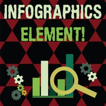 Text sign showing Infographics Element. Conceptual photo visual image used to Illustrazione stock
