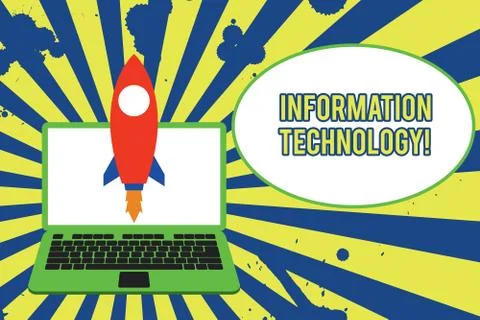 Text sign showing Information Technology. Conceptual photo use Systems to Store Stock-Illustration