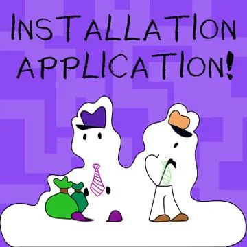 Text sign showing Installation Application. Conceptual photo setup of compute 스톡 일러스트