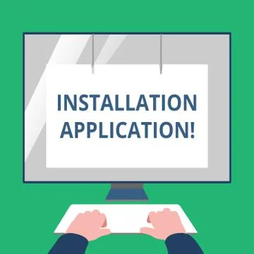 Text sign showing Installation Application. Conceptual photo setup of compute Stock Illustration