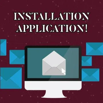 Text sign showing Installation Application. Conceptual photo setup of compute 스톡 일러스트