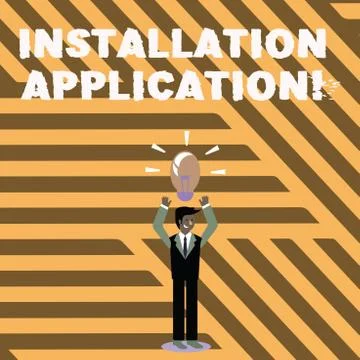 Text sign showing Installation Application. Conceptual photo setup of compute 스톡 일러스트