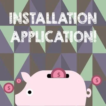 Text sign showing Installation Application. Conceptual photo setup of compute Illustrazione stock