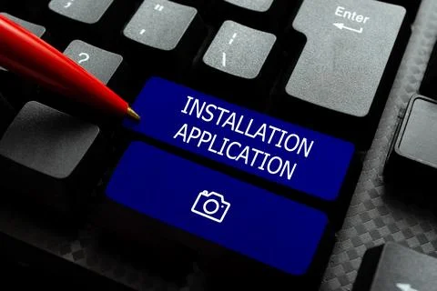 Text sign showing Installation Application. Business overview the act of Stockfoto's