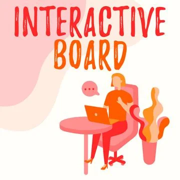 Text sign showing Interactive Board. Conceptual photo standalone touchscreen Stock Illustration