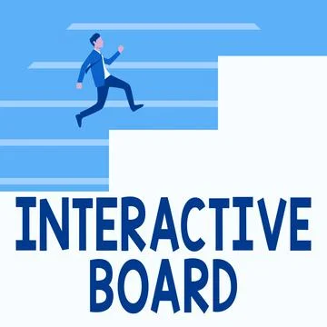 Text sign showing Interactive Board. Concept meaning standalone touchscreen Illustrazione stock