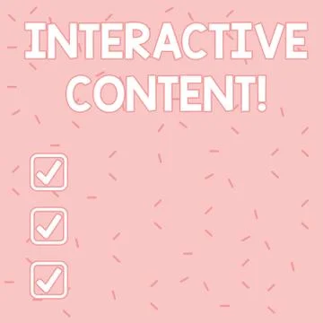 Text sign showing Interactive Content. Conceptual photo It requires the Illustrazione stock