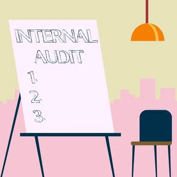 Text sign showing Internal Audit. Business overview Evaluates the effectiveness Illustrazione stock