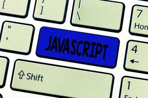 Text sign showing Javascript. Conceptual photo Computer programming language Stockfoto's