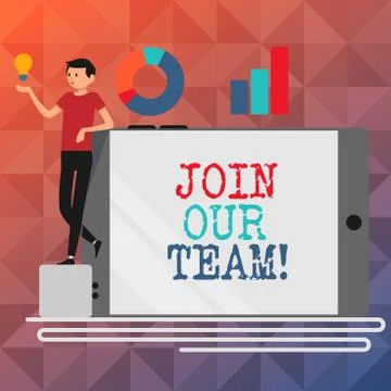 Text sign showing Join Our Team. Conceptual photo Allied Associate Work with us Stock Illustration