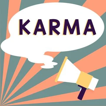 Text sign showing Karma. Internet Concept sum of a person actions in this and Stock Illustration