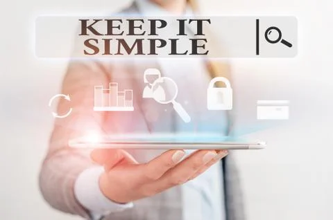 Text sign showing Keep It Simple. Conceptual photo to make something easy to Stock Photos