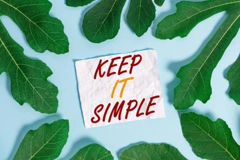 Text sign showing Keep It Simple. Conceptual photo to make something easy to Stock Photos