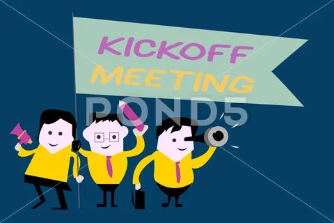 Text sign showing Kickoff Meeting. Conceptual photo Special discussion on the Stock Illustration