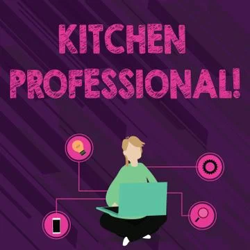 Text sign showing Kitchen Professional. Conceptual photo equipped to satisfy the Stock Illustration