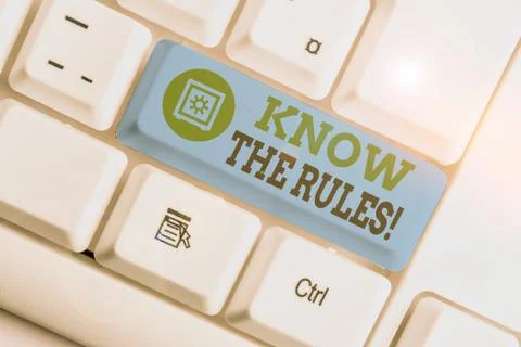 Text sign showing Know The Rules. Conceptual photo set explicit or regulation Stock Photos