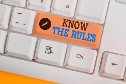 Text sign showing Know The Rules. Conceptual photo set explicit or regulation Stock Photos