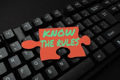 Text sign showing Know The Rules. Word for set explicit or regulation principles Stock Photos